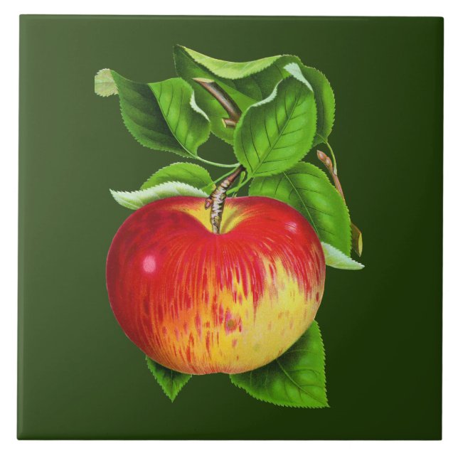 Cute vintage Apple köksdeka Kakelplatta (Framsidan)