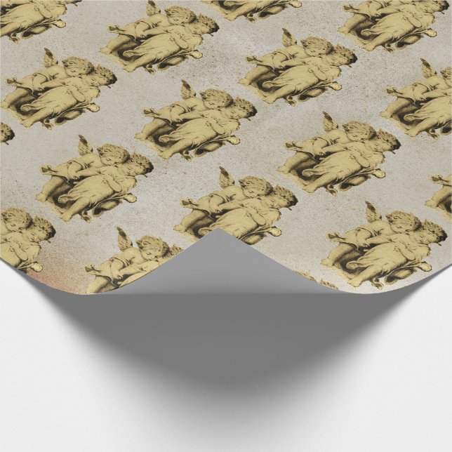 Cute Vintage Baby Cherub Cupid Änglar Kraft Presentpapper (Hörn)