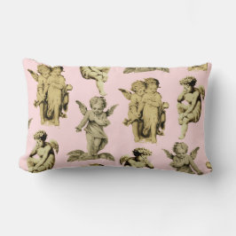 Cute Vintage Baby Cherub Cupid Änglar Rosa Lumbarkudde