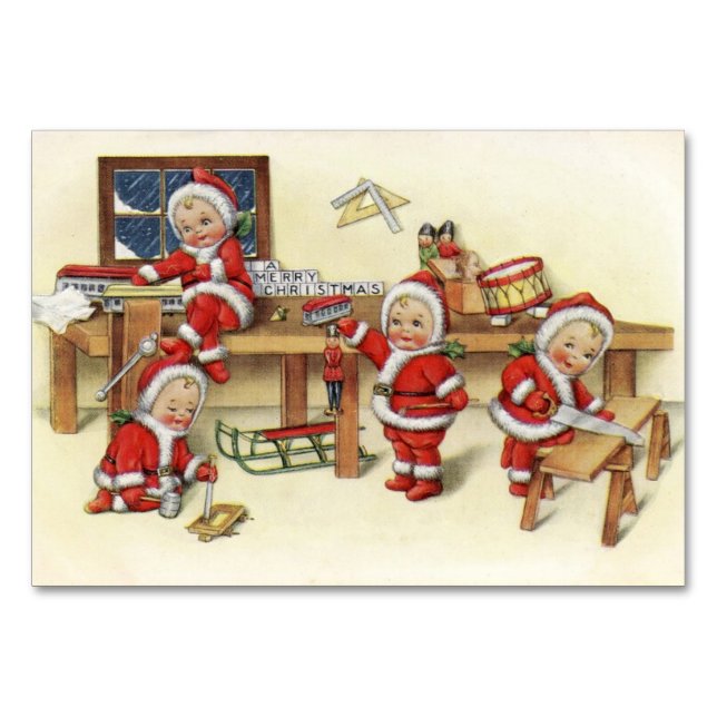 Cute Vintage Baby Santa Illustration Bordsnummer (Framsidan)