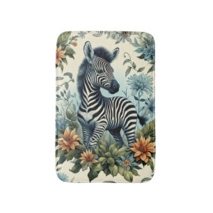 Cute Vintage Baby Zebra Watercolor Badrumsmatta