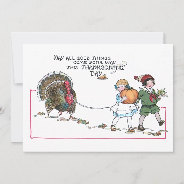 Cute Vintage Barn med Thanksgiving Turkiet Julkort (Framsida)