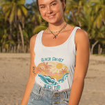 Cute Vintage Beach Vågar Sunshine Vacation Women's Linne Med Racerback<br><div class="desc">Klädda vintage stil kvinnors tanktop med vackra tealhav vinkarare och ett ljust sol med handflatan träd under sommaren. Coolans grunge-design är kompletterad med en stressad tealblått anpassningsbar för din familjemester eller strand resa.</div>