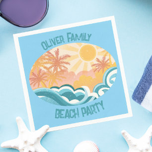 Cute Vintage Beach Vinkar Sunshine Blue Surfa Part Pappersservett