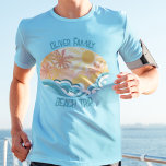 Cute Vintage Beach Vinkar Sunshine Summer Vacation T Shirt<br><div class="desc">Cute vintage t-shirts med vackra tealhavet vinkarare och ett ljust sol med handflatan träd under sommaren. Coolans grunge-design är kompletterad med en stressad tealblått anpassningsbar för din familjemester eller strand resa.</div>