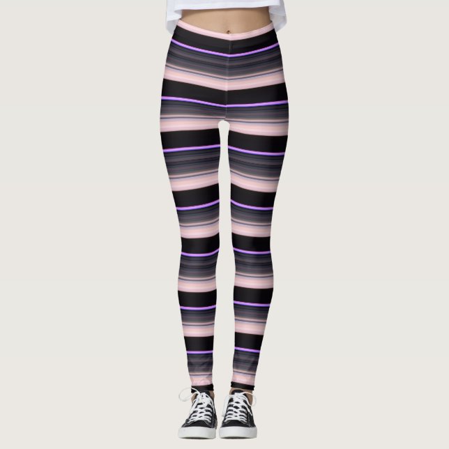 Cute vintage black grått rand leggings (Framsida)