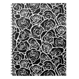 Cute Vintage Black och vit ros Anteckningsbok Med Spiral
