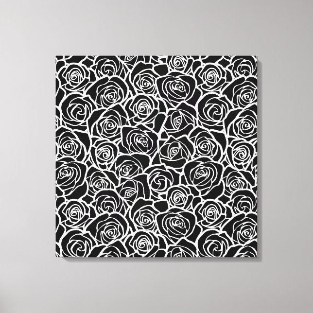 Cute Vintage Black och vit ros Canvastryck (Framsida)