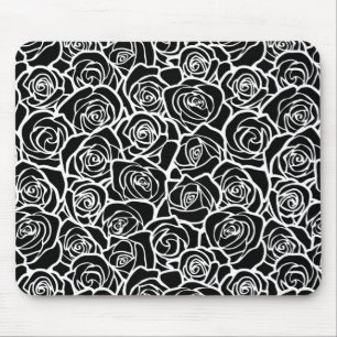 Cute Vintage Black och vit ros Musmatta