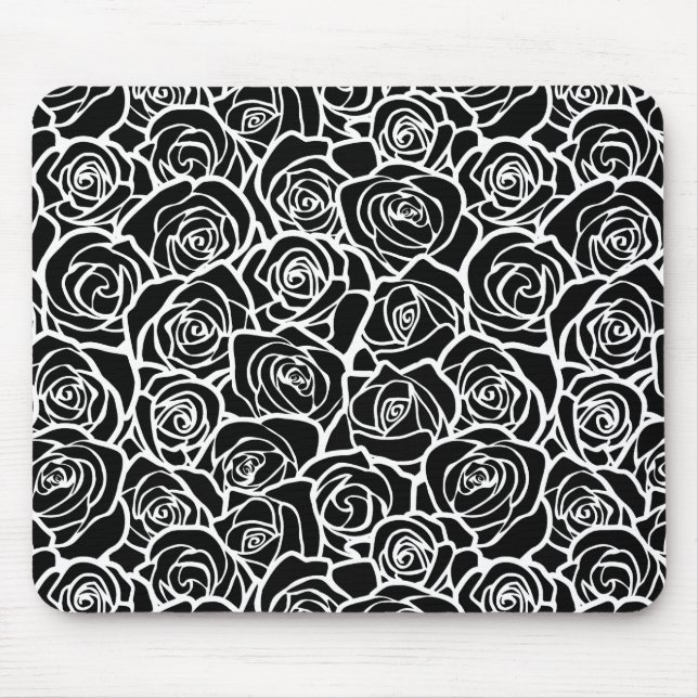 Cute Vintage Black och vit ros Musmatta (Framsidan)