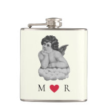 Cute Vintage Black White Cherub Angel Partner