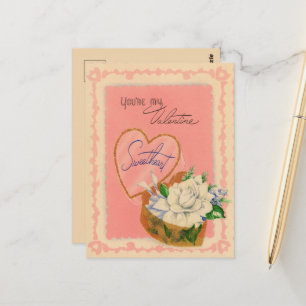 Cute vintage-blomman Valentine Vykort