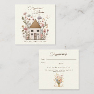 Cute Vintage Blommigt House Caregiver Services Tidsbeställning Kort