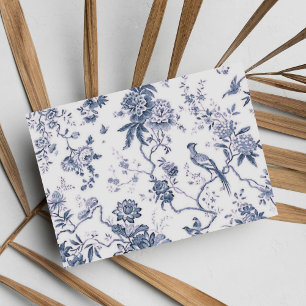 Cute Vintage Blue and White Bird Blommigt Vykort