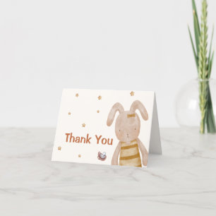 Cute Vintage Boho Bunny Leksak Baby Shower Tack Kort
