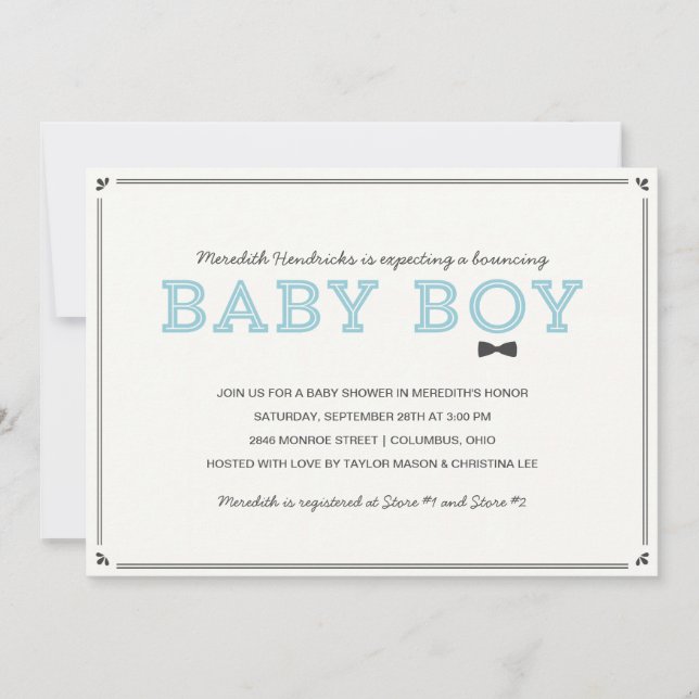 Cute Vintage | Boy Baby Shower Inbjudningar (Framsida)