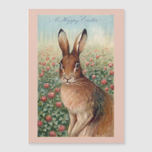 Cute Vintage Brown Påskhare och Klöver