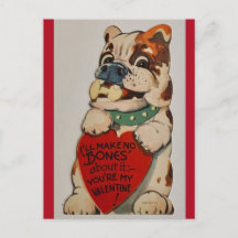 Cute Vintage Bulldog 1950:s Valentine