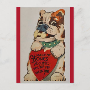 Cute Vintage Bulldog 1950:s Valentine Vykort