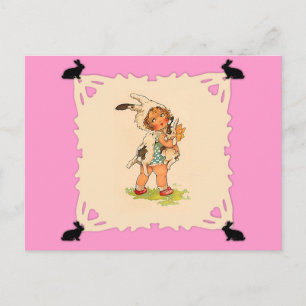 Cute Vintage Bunny Girl Vykort