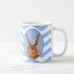 Cute Vintage Bunny och Chevron Mönster Kaffemugg