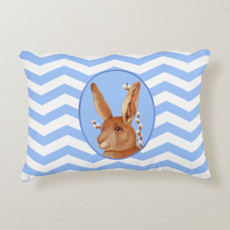 Cute Vintage Bunny och Chevron Mönster Prydnadskudde