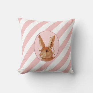 Cute Vintage Bunny och Rand Kudde
