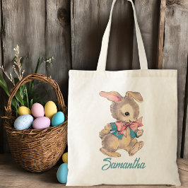 Cute Vintage Bunny Rabbit Anpassningsbar Tygkasse
