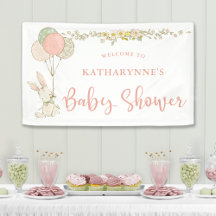 Cute Vintage Bunny Rustic Blommigt Baby Shower