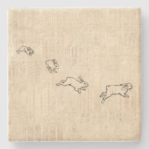 Cute Vintage Bunny Themed Jumping Rabbits Art Stenunderlägg
