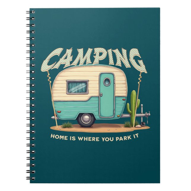 Cute Vintage Camper och Camping Quote Anteckningsbok (Framsidan)