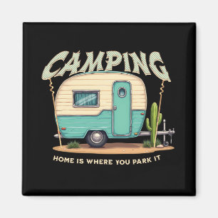 Cute Vintage Camper och Camping Quote Magnet