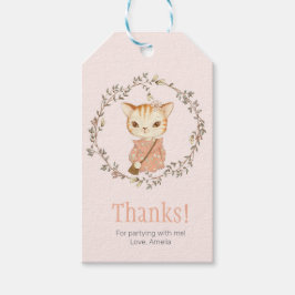 Cute Vintage Cat Birthday Tack | Favorittaggar Presentetikett