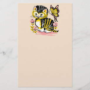 CUTE VINTAGE CAT BREVPAPPER