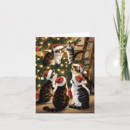 Cute vintage cat christmas kort