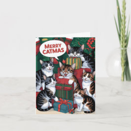Cute vintage cat christmas kort