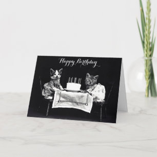 Cute Vintage Cats Birthday Kort