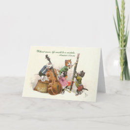 Cute Vintage Cats Spelar musik Kort