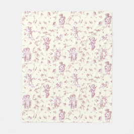 Cute Vintage Cherub Cupid Änglar Rosa Blommigt Toi Fleecefilt
