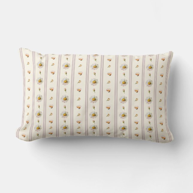 Cute Vintage Chic Daisy Rand Cream White Lumbarkudde (Framsida)