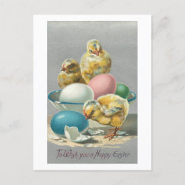 Cute Vintage-Chickar och Påskägg Helg Vykort