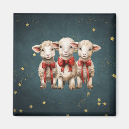Cute vintage christmas Lambs Magnet