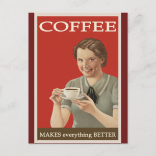 Cute Vintage Coffee Poster Vykort