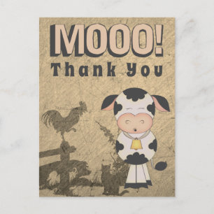 Cute Vintage Cow och Boskap MOOO! Tack Vykort