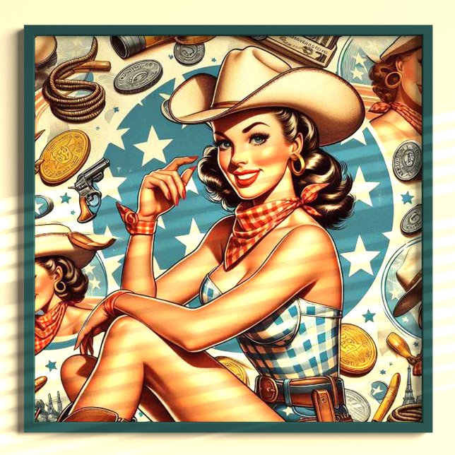 Cute Vintage Cowgirl Poster (Skapare uppladdad)