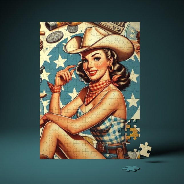 Cute Vintage Cowgirl Pussel (Skapare uppladdad)