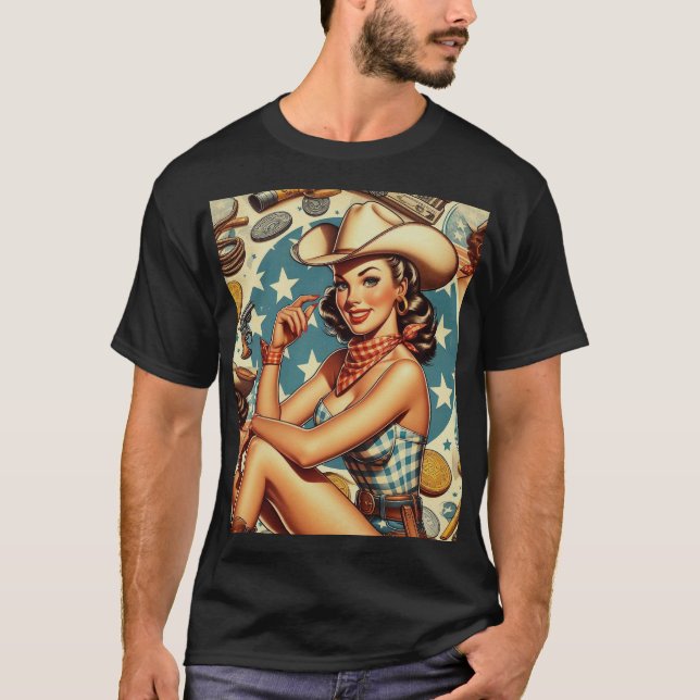 Cute Vintage Cowgirl T Shirt (Framsida)