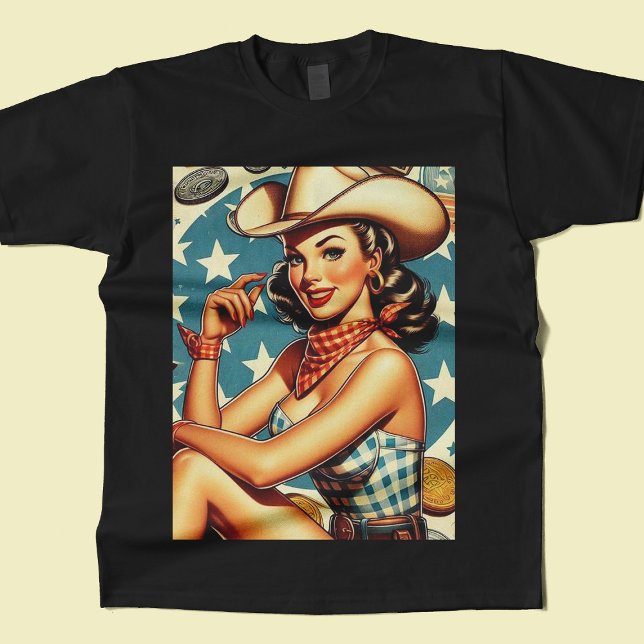 Cute Vintage Cowgirl T Shirt (Skapare uppladdad)