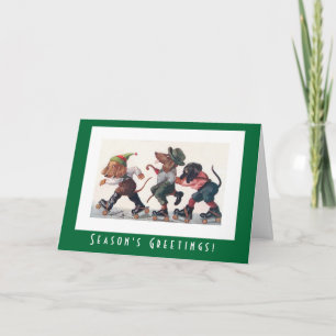 Cute Vintage Dachshund Hundar jul Helgkort