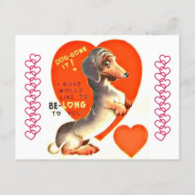 Cute Vintage Dachshund Puppy Hund Valentine